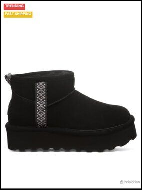 Women's Suede Ankle Boot Slip On Platform Winter Bootie